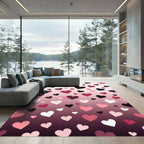 Pink and Burgundy Heart Gradient Rug