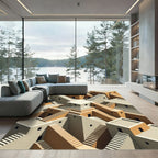 Geometric Illusion Staircase Town Design Rug