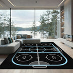 Modern Minimalist Ice Hockey Rink Rug