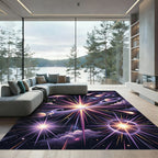 Cosmic Burst Starry Celestial Swirls Rug