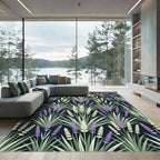 Botanical Lavender Sprigs on Charcoal Rug