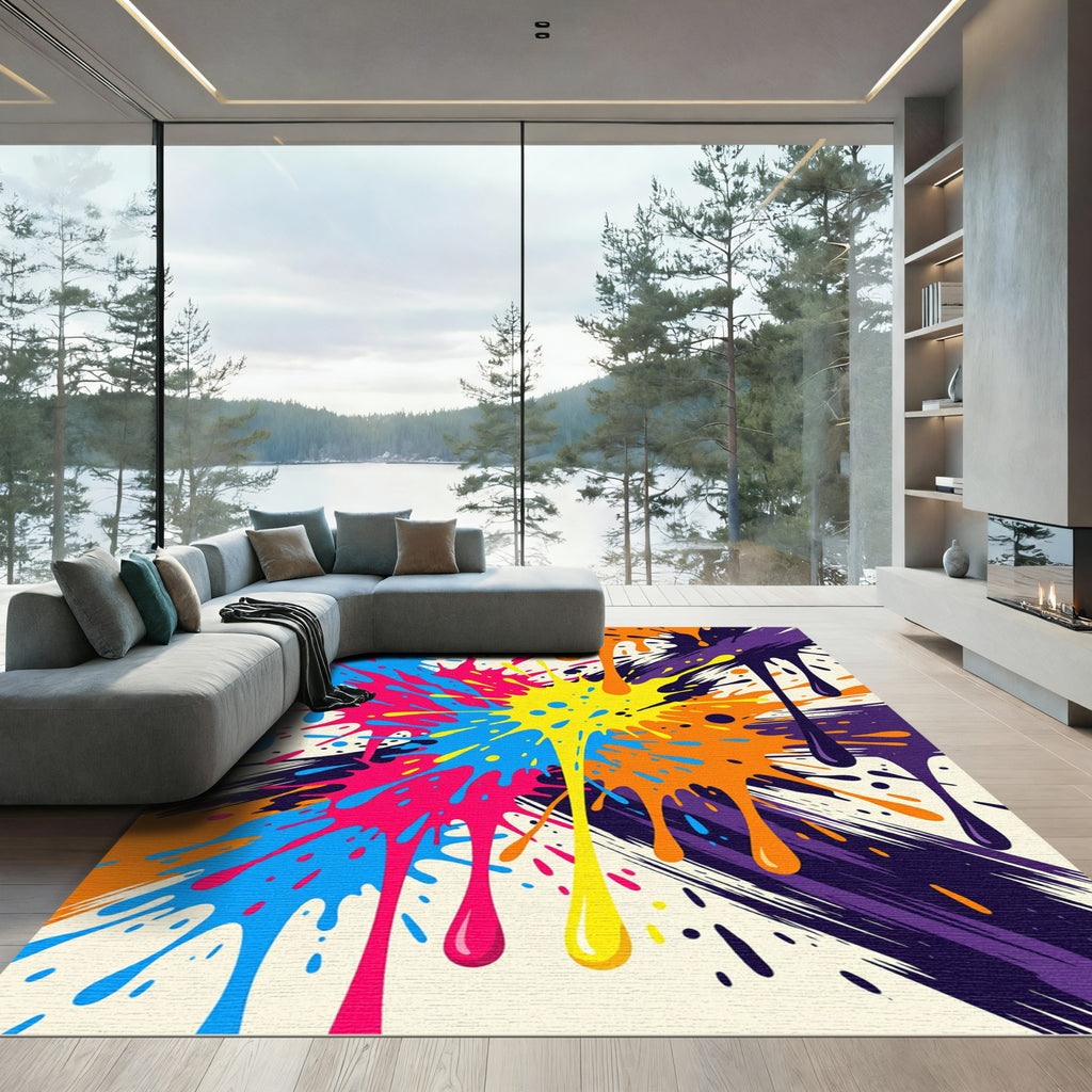 Vibrant Splatter Paint Explosions Rug