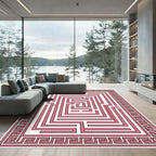 Pink Maze With Greek Key Border Rug
