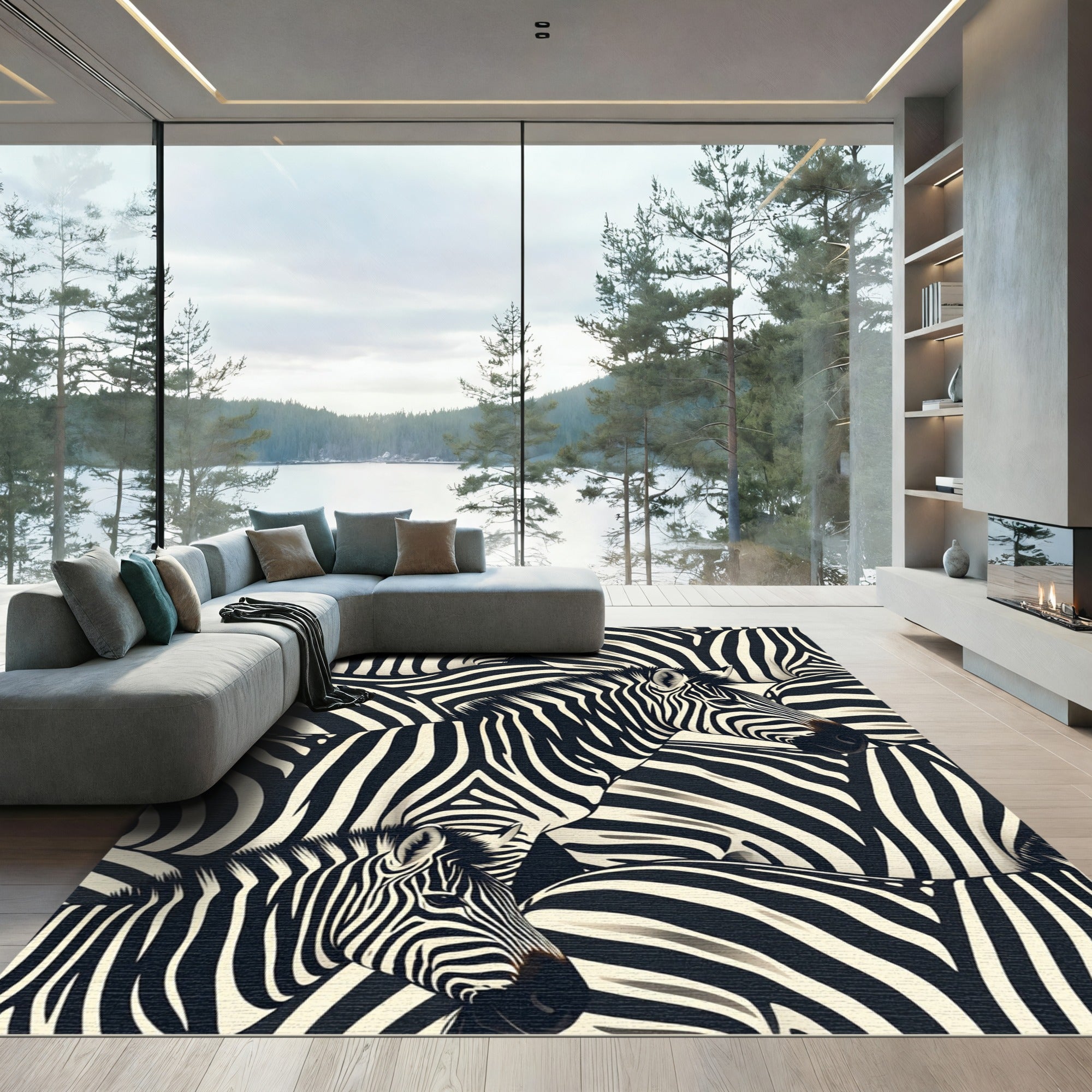 Bold Zebra Stripe Monochrome Wildlife Rug