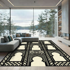 Black and Cream Geometric Arch Tapestry Rug