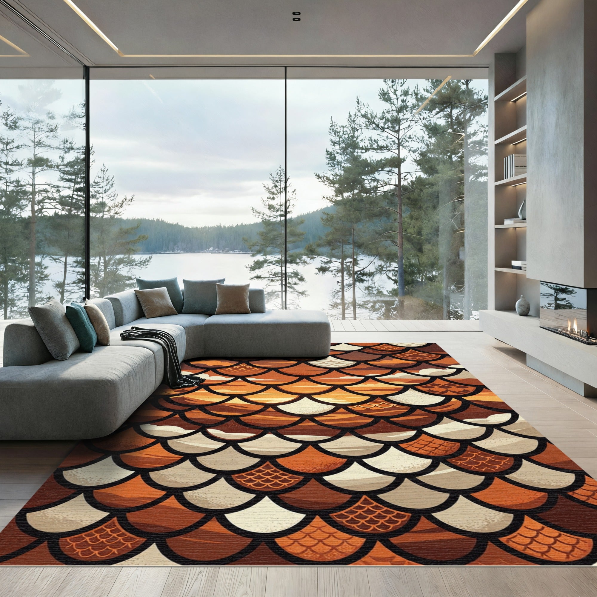 Earthy Autumn Sunset Scales Rug