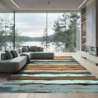 Distressed Wood Stripe Multicolor Shabby Rug