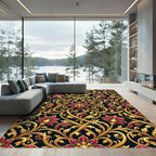 Royal Crimson Gold Floral Vine Rug