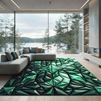 Emerald Faceted Gemstone Geometric Rug