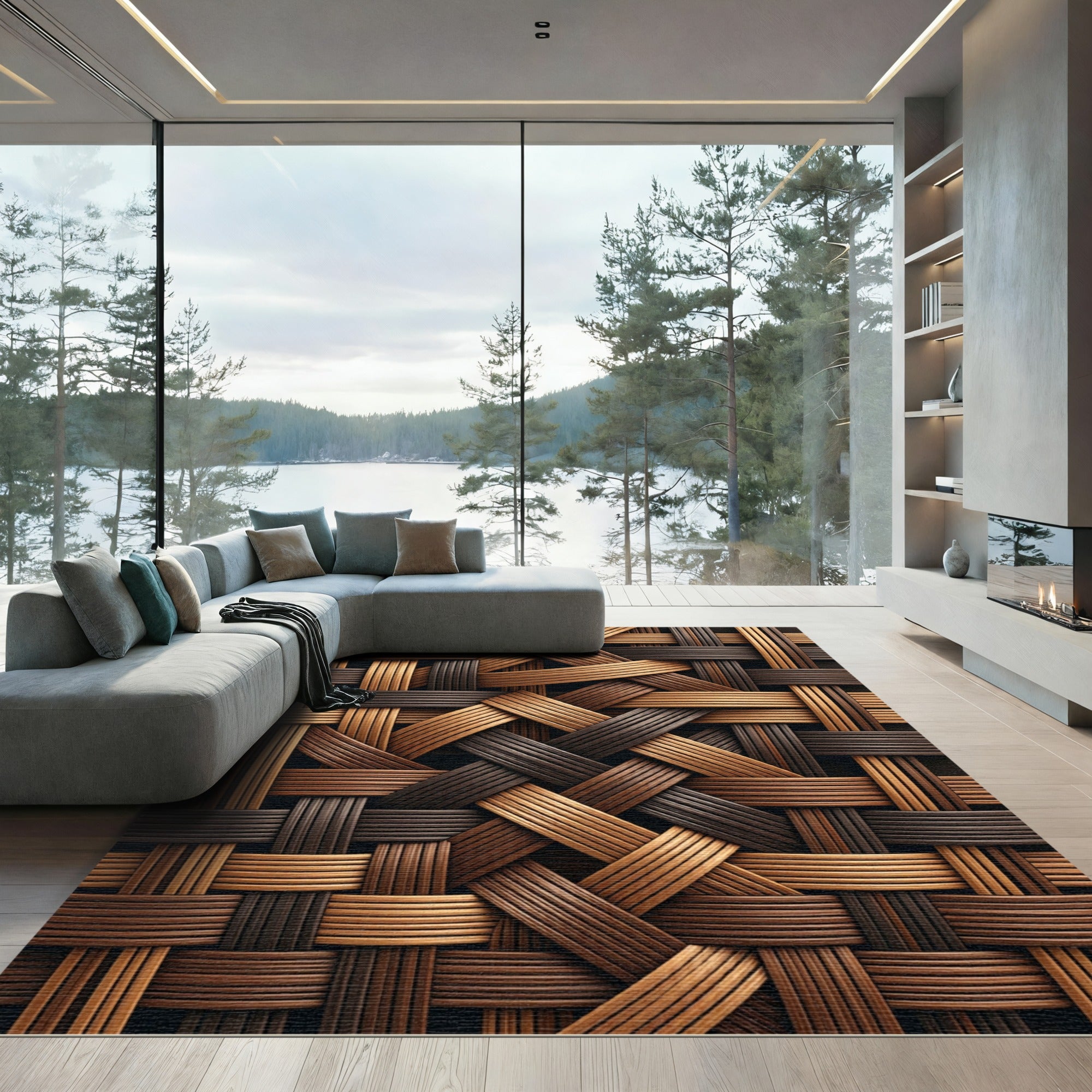 Woven Espresso Beige Texture Rug