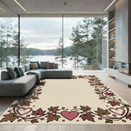 Crimson Hearts Autumn Leaves Border Rug