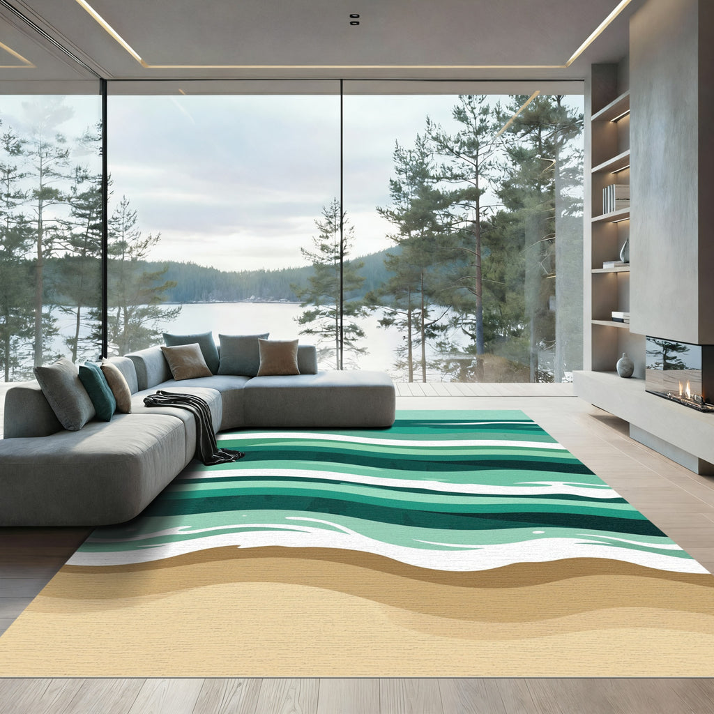 Ocean Wave Abstract Color Block Rug
