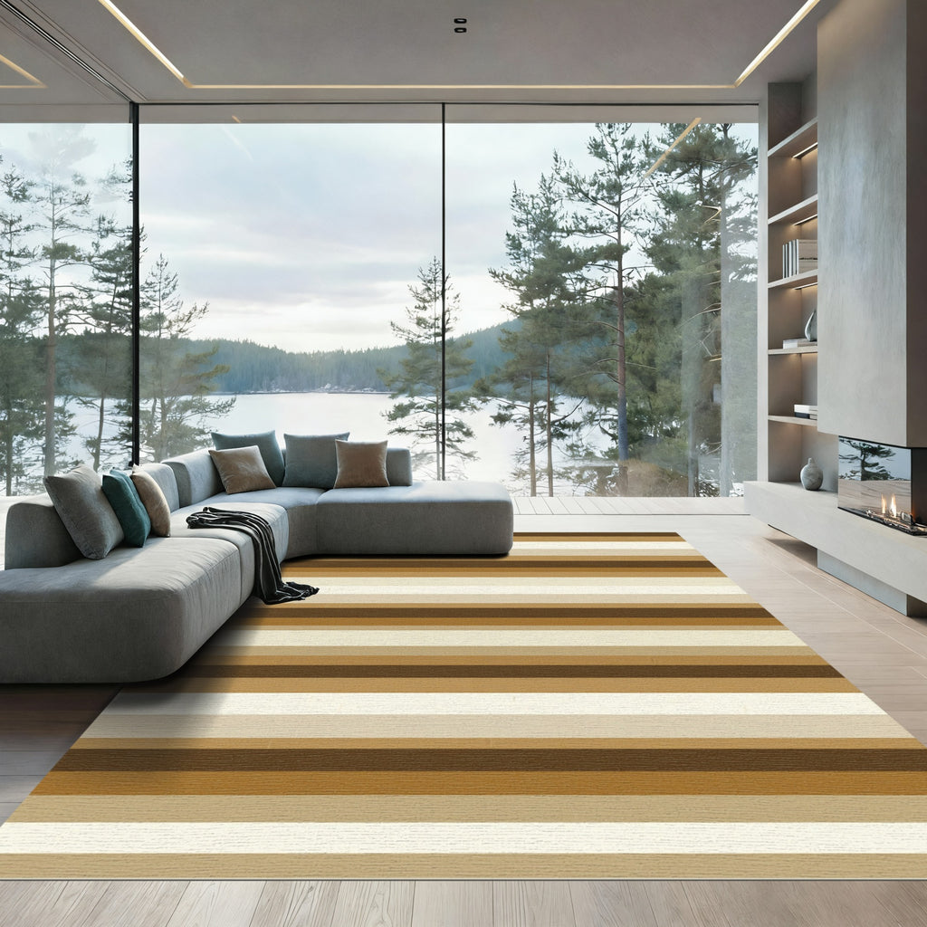 Neutral Hues Parallel Lines Rug