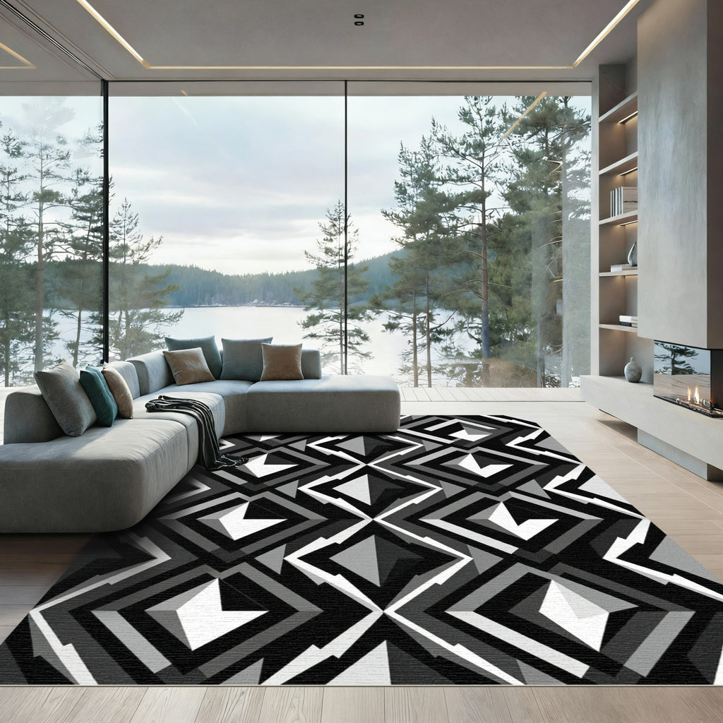 Monochromatic Geometric Diamond Composition Rug