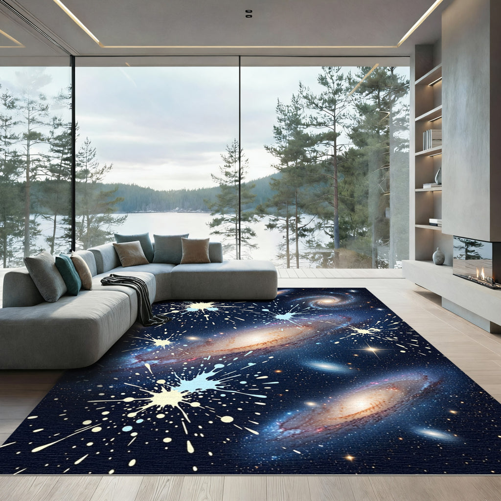 Cosmic Splatter Galaxy Swirl Rug