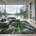 Lush Green Tropical Fern Starburst Rug