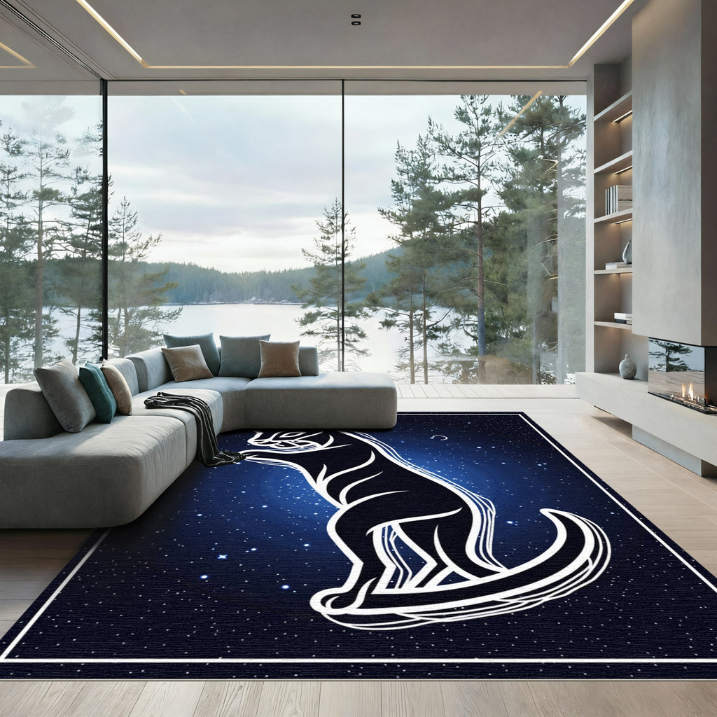 Cosmic Celestial Feline Starry Night Rug