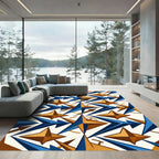 Geometric Navy and Golden Starburst Rug