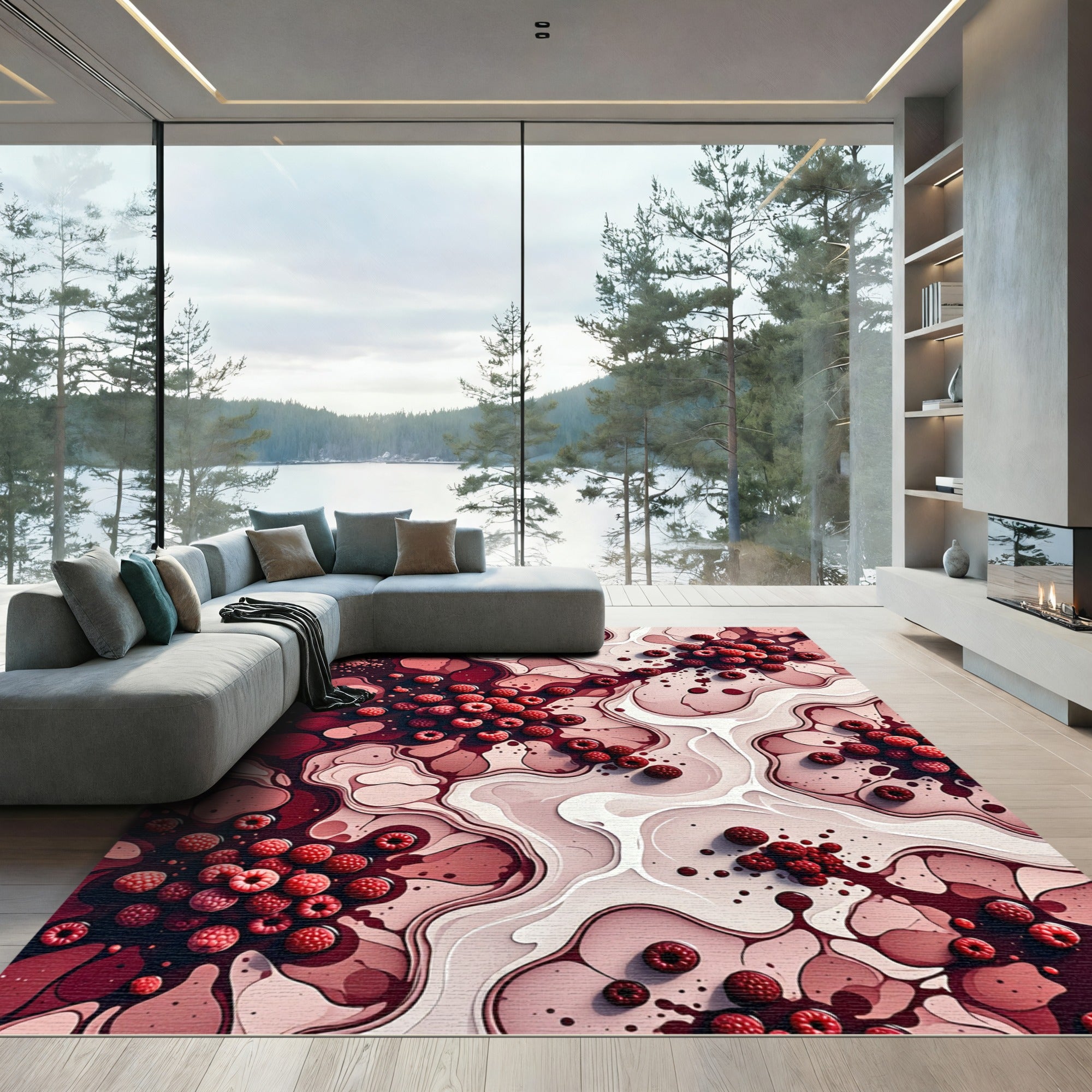 Red Raspberry Swirl Flow Rug