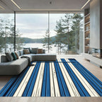 Coastal Blue White Wood Plank Rug