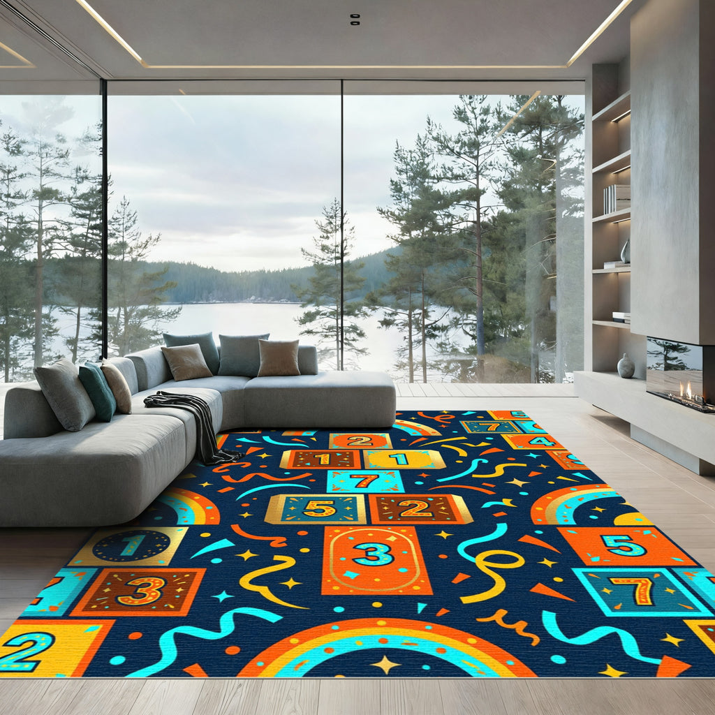 Playful Colorful Number Hopscotch Graphic Rug