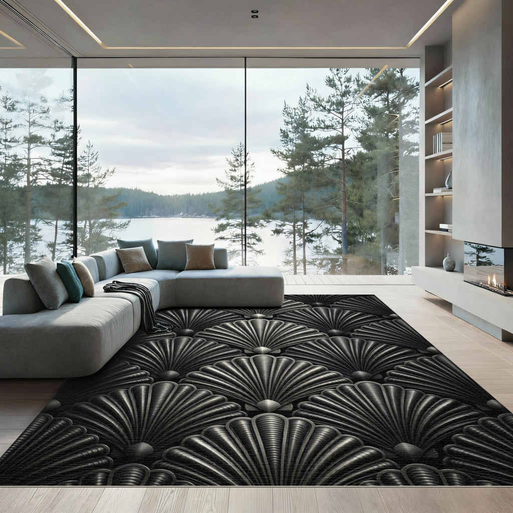 Art Deco Metallic Fan Composition Rug