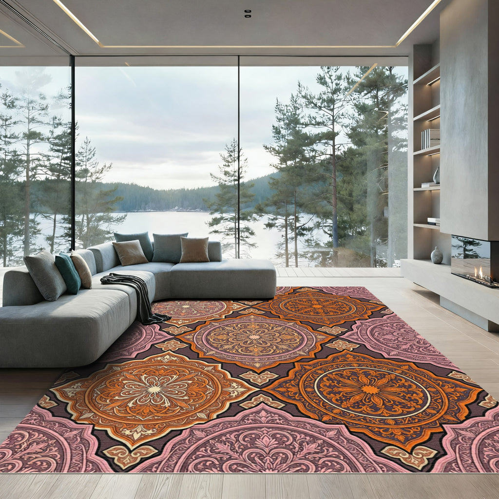 Warm Amethyst Arabesque Medallion Rug