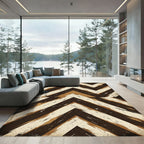 Earthy Tone Chevron Brush Stroke Rug