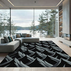 Monochromatic Jagged Peak Rows Rug