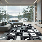 Modern Minimalist Monochrome Sports Whistle Grid Rug