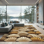 Golden Shell Waterfall Art Deco Rug