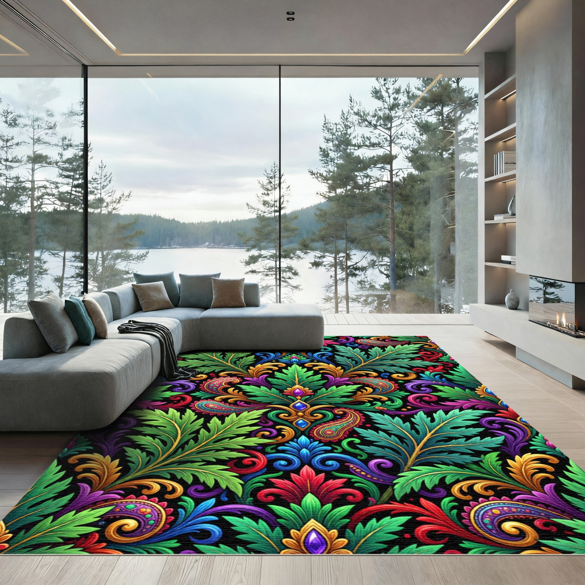 Vibrant Floral Paisley Ornate Tapestry Rug