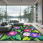 Vibrant Pink Purple Morning Glory Bloom Rug