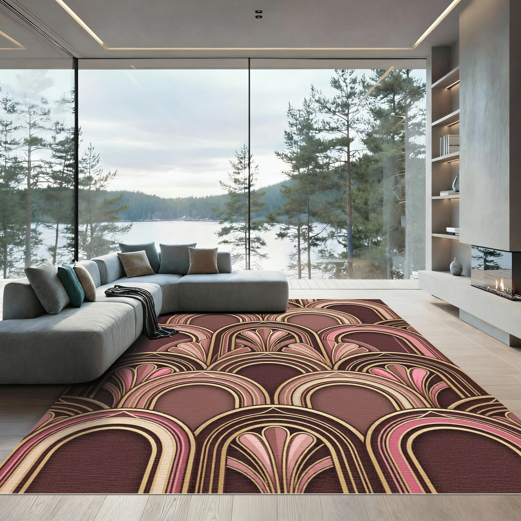 Art Deco Cherry Blossom Arches Rug