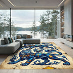Celestial Azure Tiger Fantasy Illustration Rug