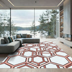 Copper Geometric Hexagon Illusion Structure Rug