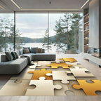Golden Cream Jigsaw Interlock Rug
