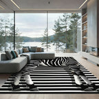 Bold Monochrome Zebra Stripe Art Rug