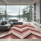 Blush and Terracotta Chevron Layered Rug
