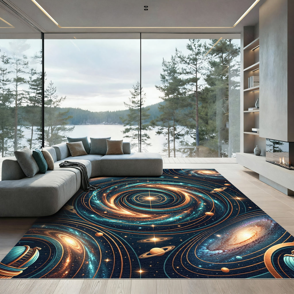 Cosmic Spiral Galaxy Celestial Star Map Rug