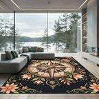 Vintage Compass Floral Border Rug