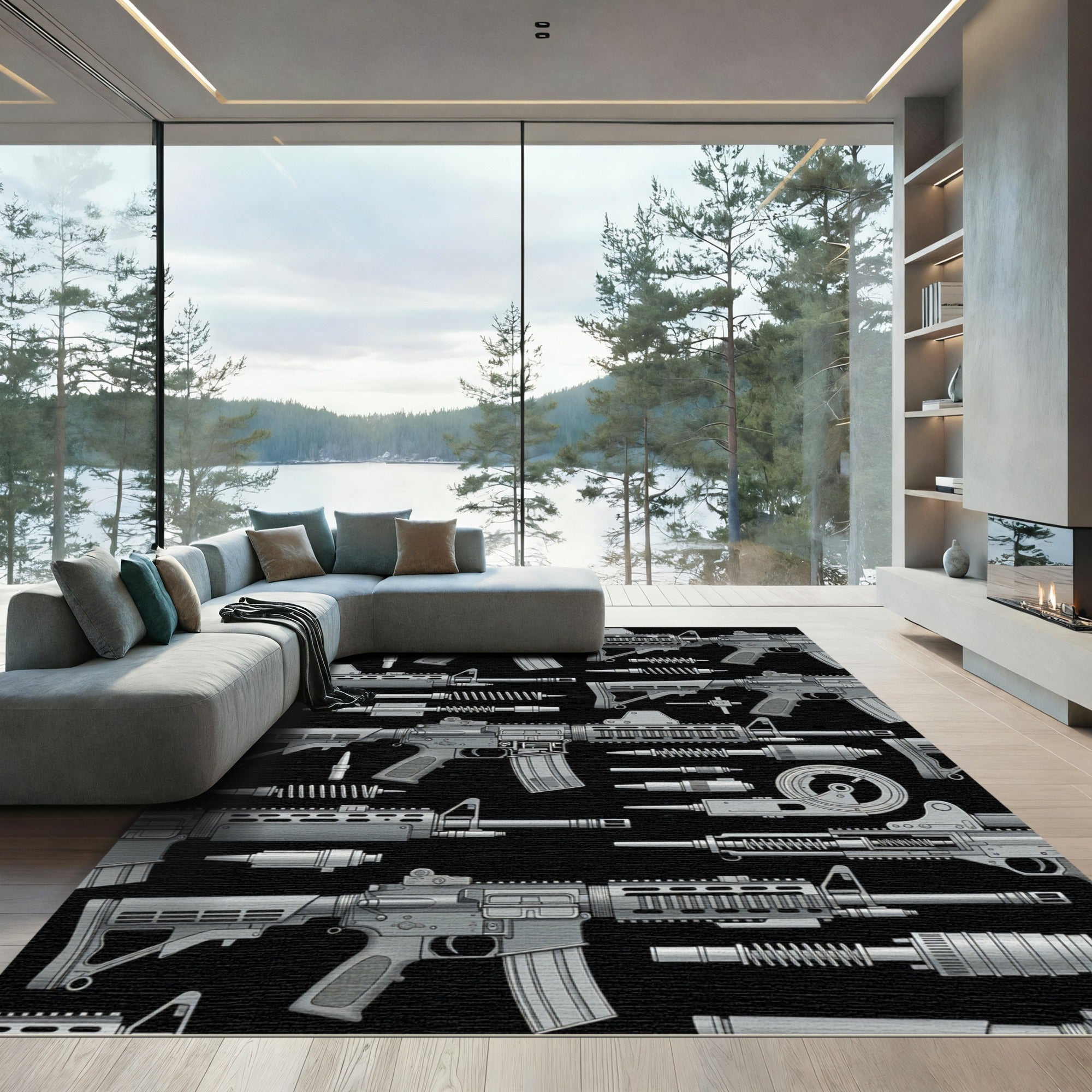 Tactical Monochrome Rifle Components Rug