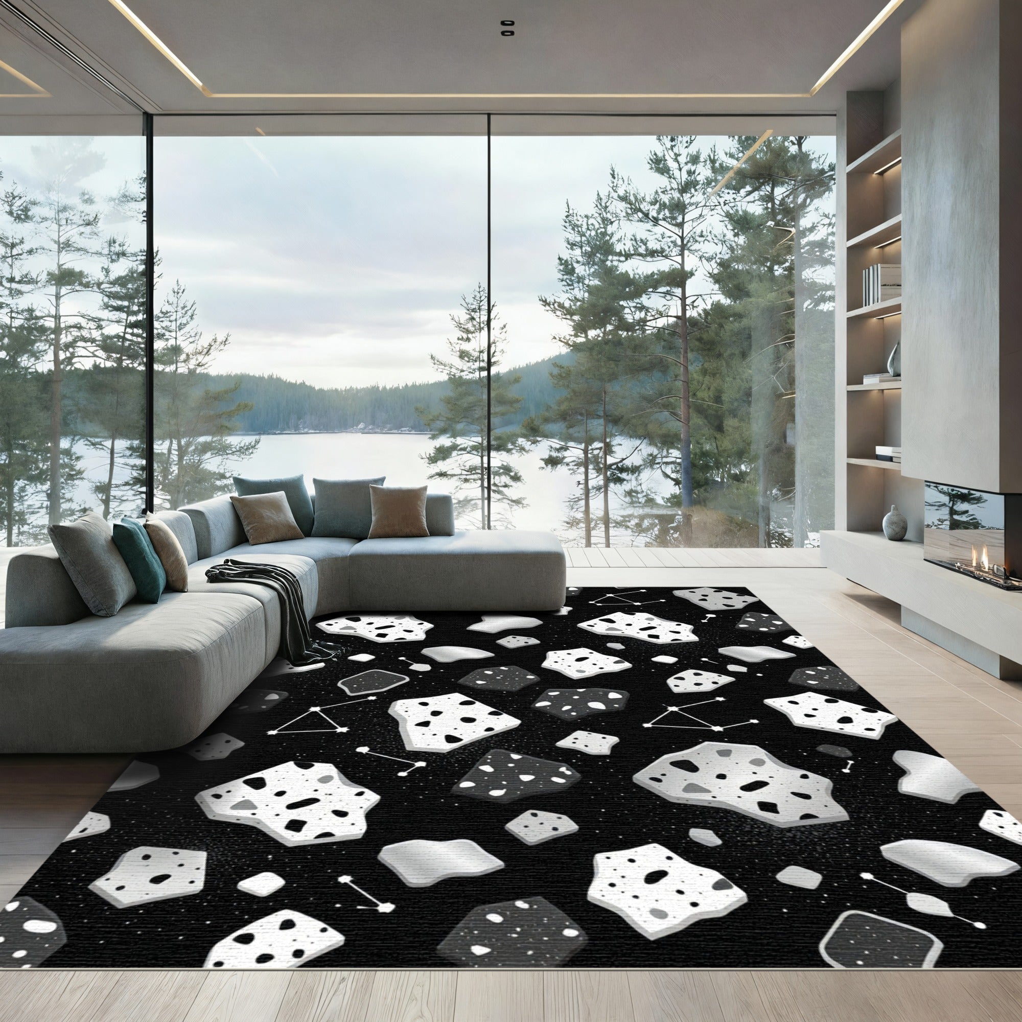 Cosmic Asteroid Constellation Terrazzo Rug