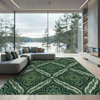 Earthy Green Palmette Arabesque Rug