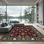 Ornate Golden Fish Crimson Diamond Tapestry Rug