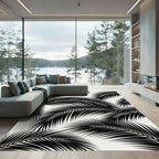 Monochrome Tropical Palm Leaf Rug