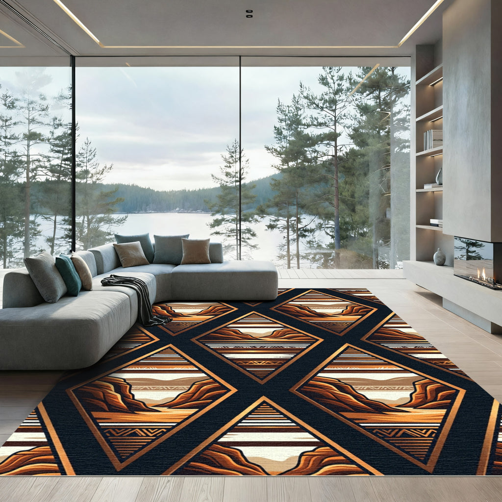 Geometric Copper Canyon Landscape Rug