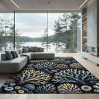 Marine Coral Branch Botanical Illustration Rug