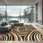 Earthy Swirls Abstract Circles Rug