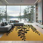 Black Ivy Vine Golden Tapestry Rug
